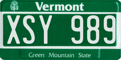 VT license plate XSY989