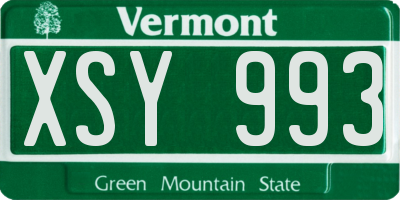 VT license plate XSY993