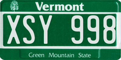VT license plate XSY998