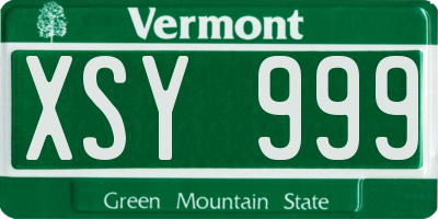 VT license plate XSY999