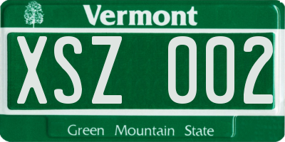 VT license plate XSZ002