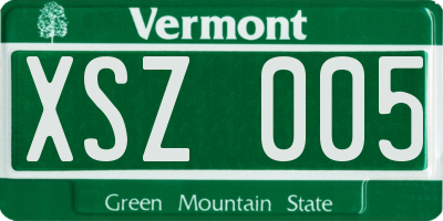 VT license plate XSZ005