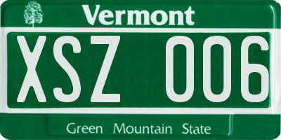 VT license plate XSZ006