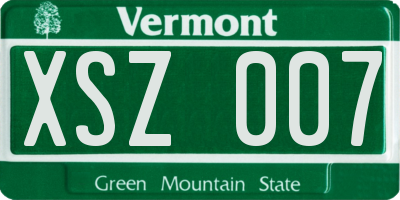 VT license plate XSZ007