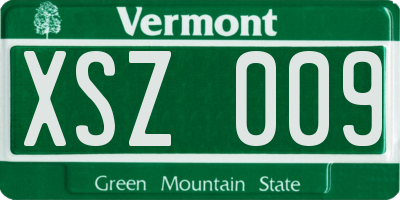 VT license plate XSZ009