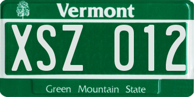 VT license plate XSZ012