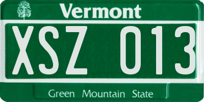 VT license plate XSZ013