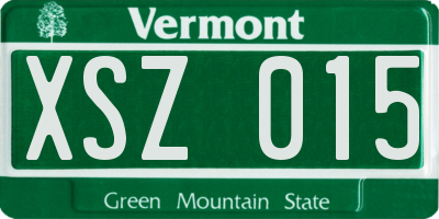 VT license plate XSZ015