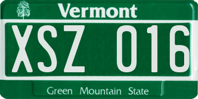 VT license plate XSZ016