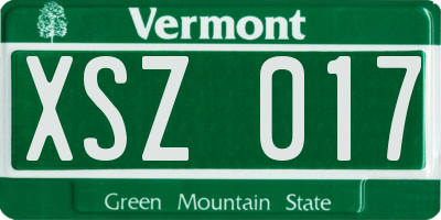 VT license plate XSZ017