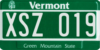 VT license plate XSZ019