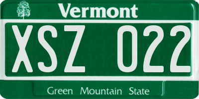 VT license plate XSZ022