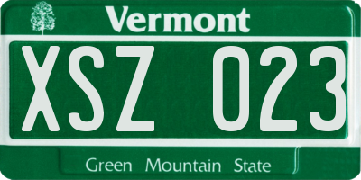 VT license plate XSZ023