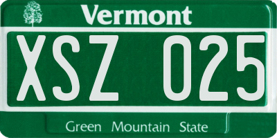 VT license plate XSZ025