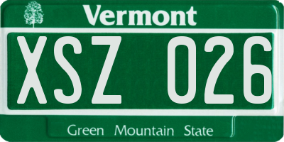 VT license plate XSZ026