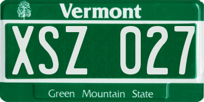 VT license plate XSZ027