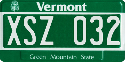 VT license plate XSZ032