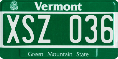 VT license plate XSZ036