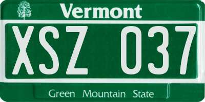 VT license plate XSZ037