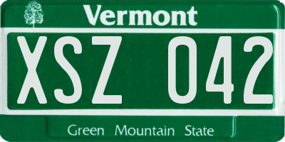 VT license plate XSZ042