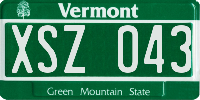 VT license plate XSZ043