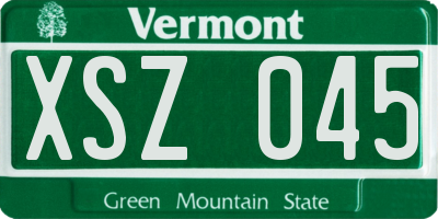 VT license plate XSZ045
