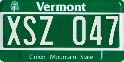 VT license plate XSZ047