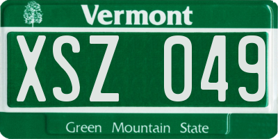 VT license plate XSZ049