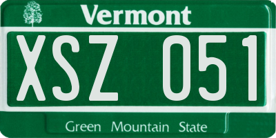 VT license plate XSZ051
