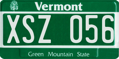 VT license plate XSZ056