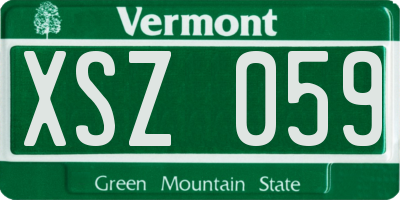 VT license plate XSZ059