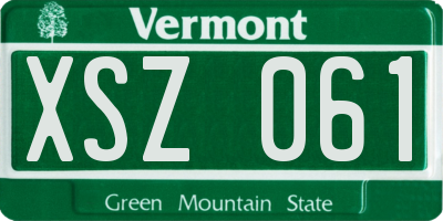 VT license plate XSZ061