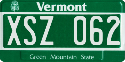 VT license plate XSZ062