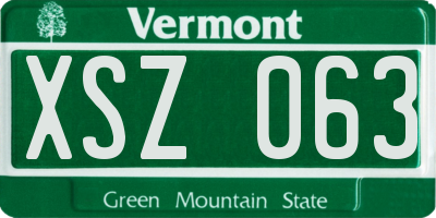VT license plate XSZ063