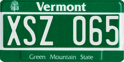 VT license plate XSZ065