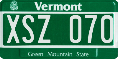 VT license plate XSZ070