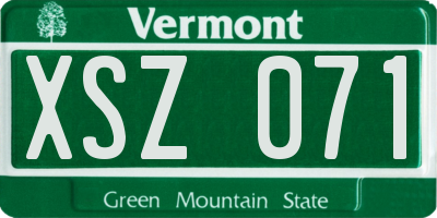 VT license plate XSZ071