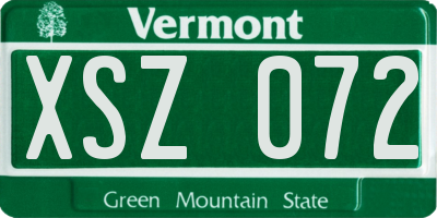 VT license plate XSZ072