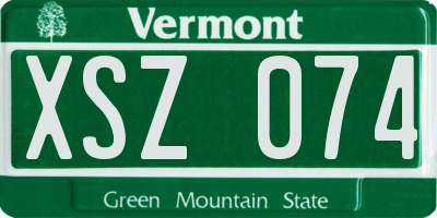 VT license plate XSZ074