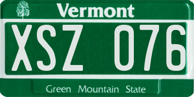VT license plate XSZ076