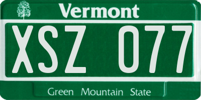 VT license plate XSZ077