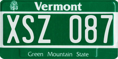 VT license plate XSZ087