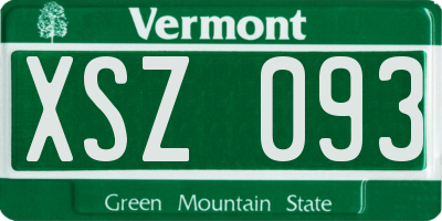 VT license plate XSZ093