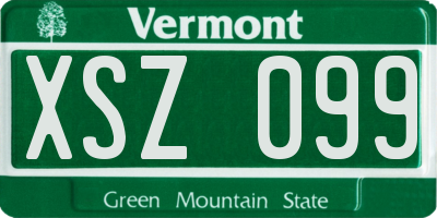 VT license plate XSZ099