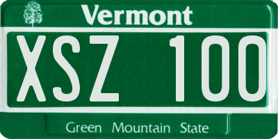 VT license plate XSZ100