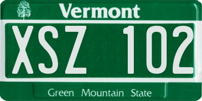 VT license plate XSZ102
