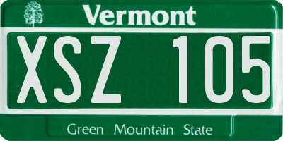 VT license plate XSZ105