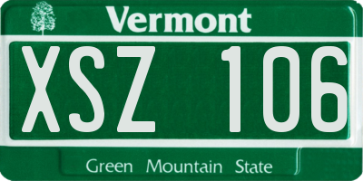 VT license plate XSZ106