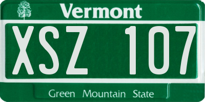 VT license plate XSZ107