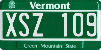 VT license plate XSZ109